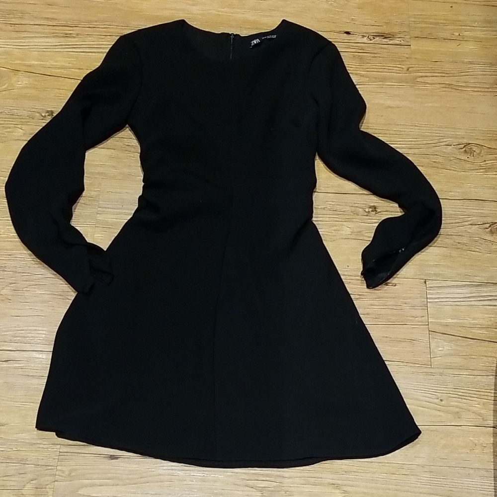 Zara Elegant Black Long Sleeve Dress SzXS